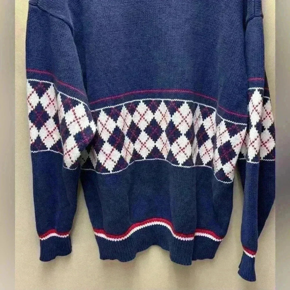 Lazarus Vintage Hand-loomed Sweater Tennis Player with Argyle Design Size Large - Picture 5 of 9
